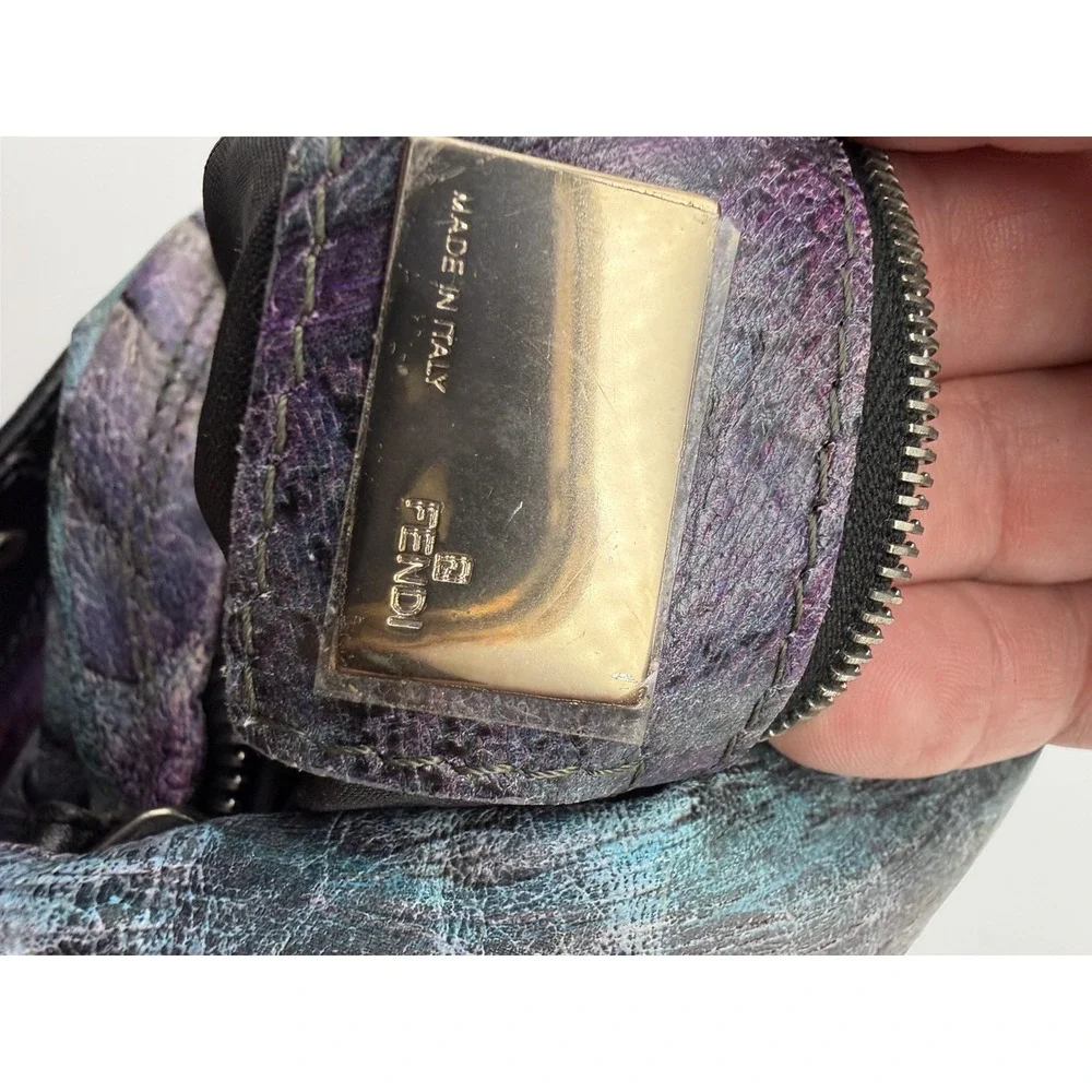 Fendi Iridescent Mermaid Leather Hobo Bag Crystal Rare Made Italy